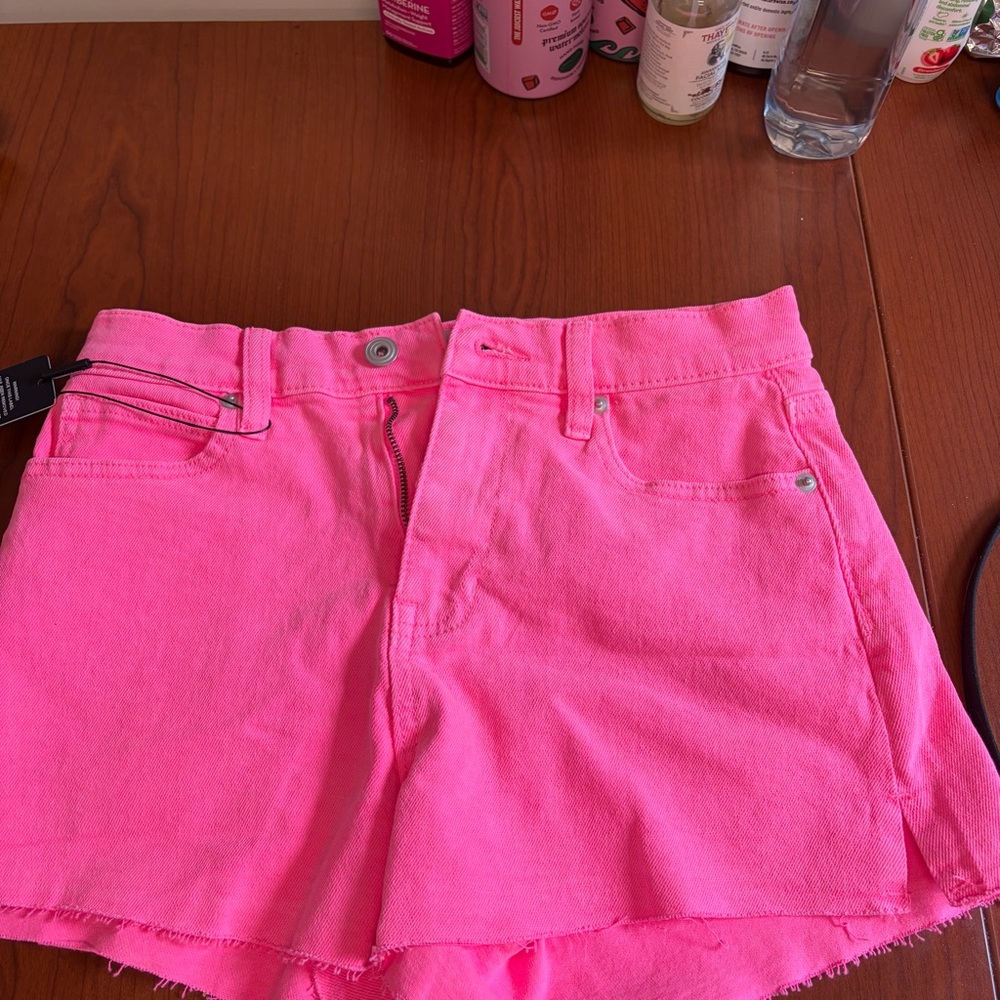 Fashion Nova Neon Pink Denim Shorts